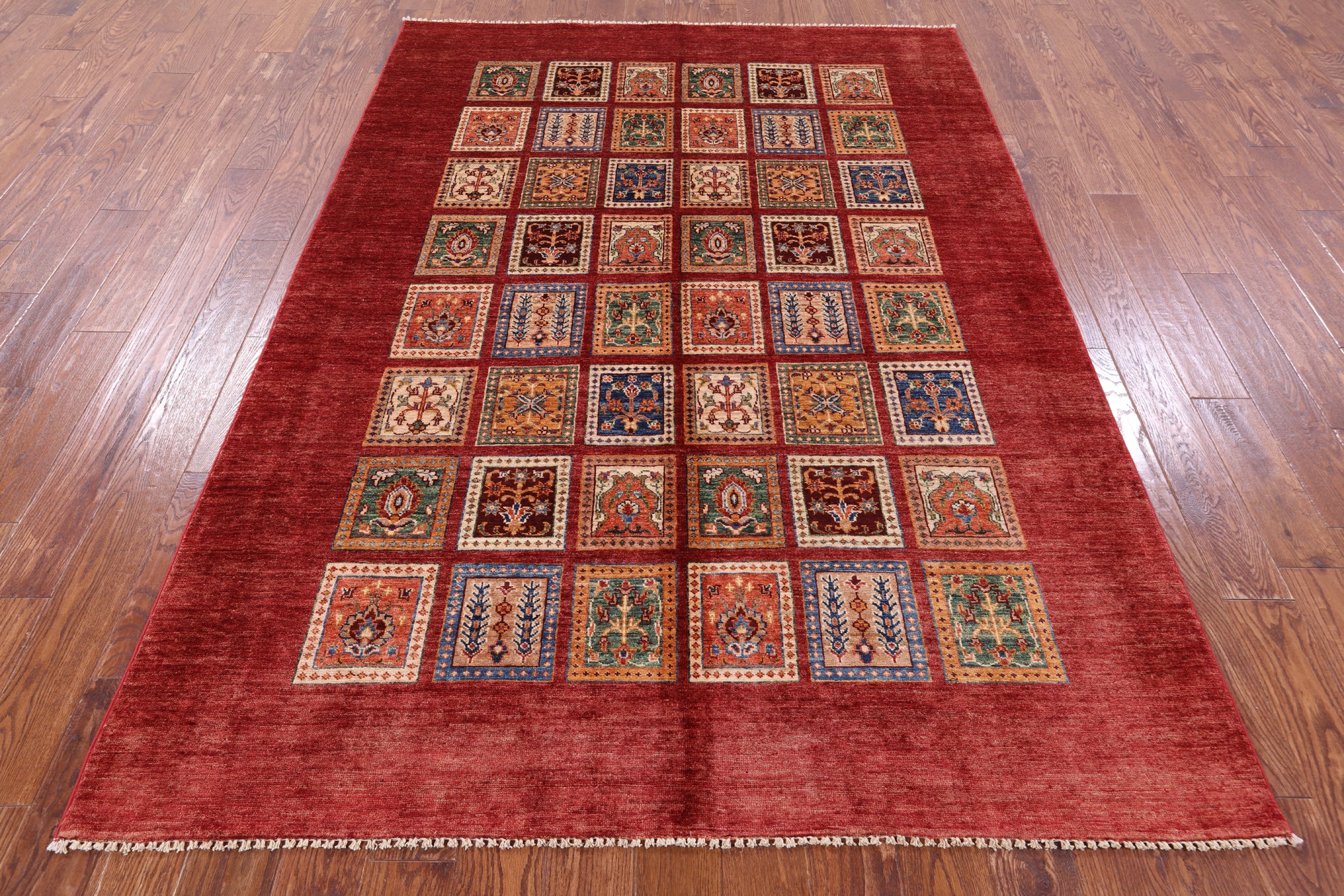 Red Garden Design Persian Handmade Wool Rug - 5' 11" X 8' 5" - Golden Nile
