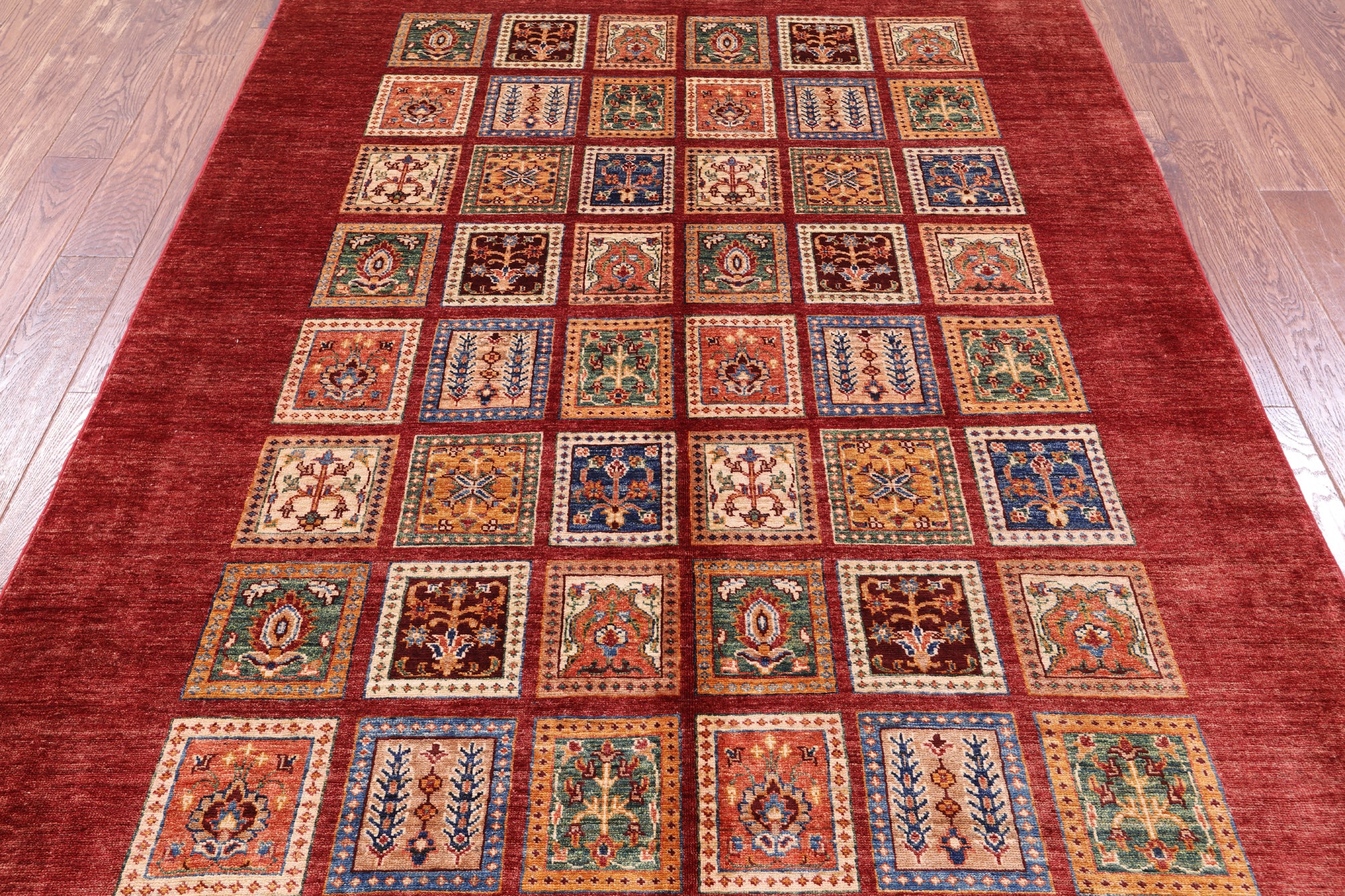 Red Garden Design Persian Handmade Wool Rug - 5' 11" X 8' 5" - Golden Nile