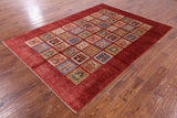 Red Garden Design Persian Handmade Wool Rug - 5' 11" X 8' 5" - Golden Nile