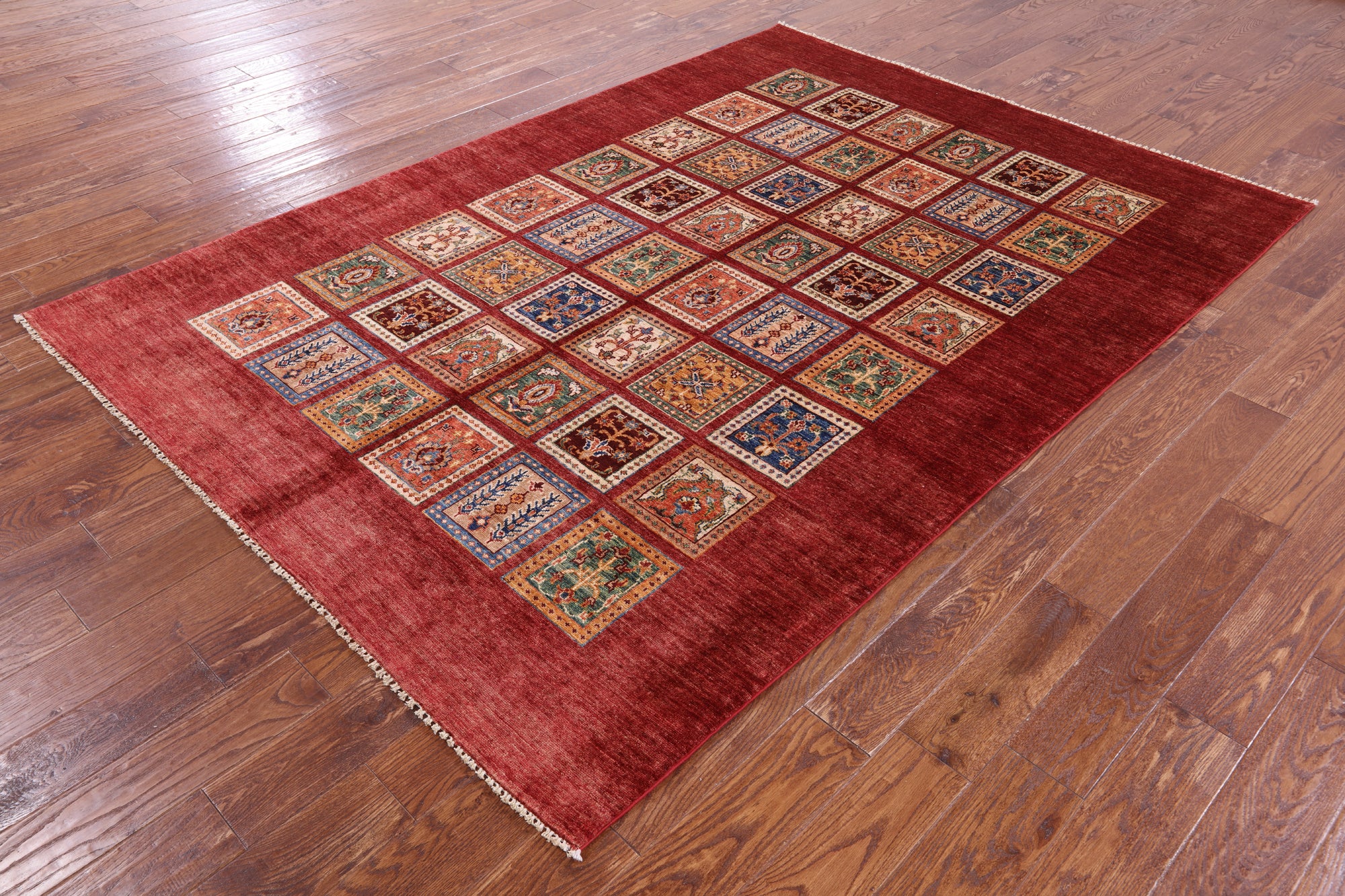 Red Garden Design Persian Handmade Wool Rug - 5' 11" X 8' 5" - Golden Nile
