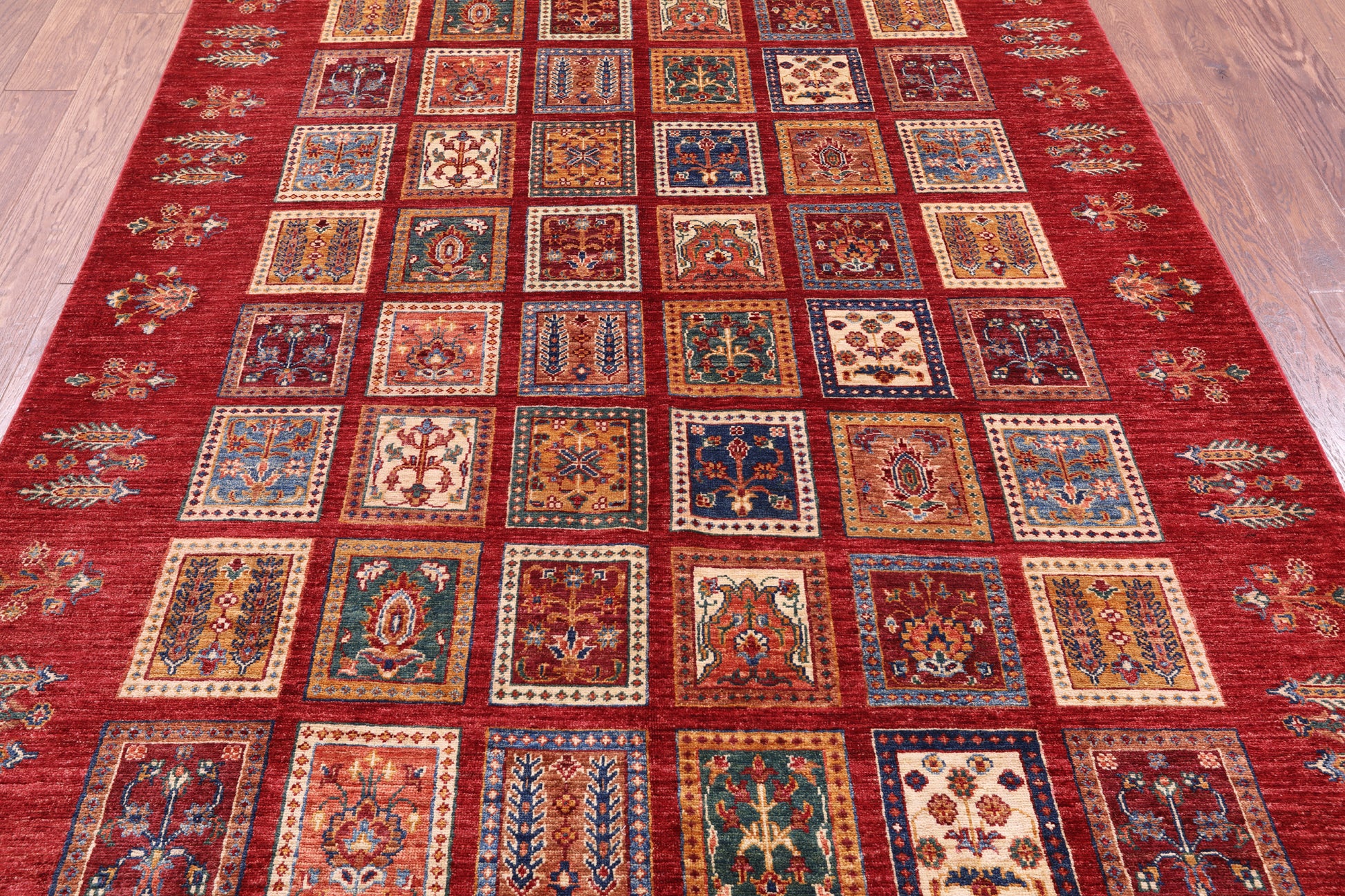 Red Garden Design Persian Hand Knotted Wool Rug - 5' 10" X 8' 1" - Golden Nile
