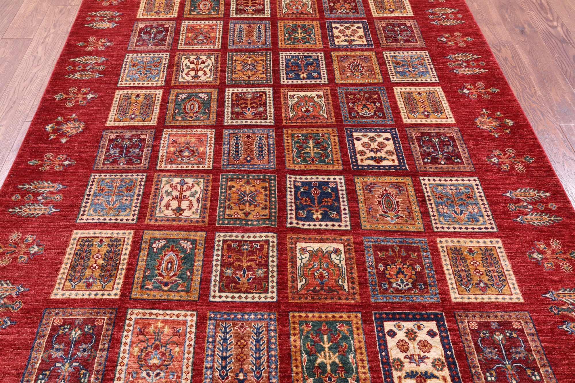 Red Garden Design Persian Hand Knotted Wool Rug - 5' 10" X 8' 1" - Golden Nile