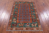 Antiqued Pazyryk Historical Design Hand Knotted Wool Rug - 3' 3" X 5' 0" - Golden Nile