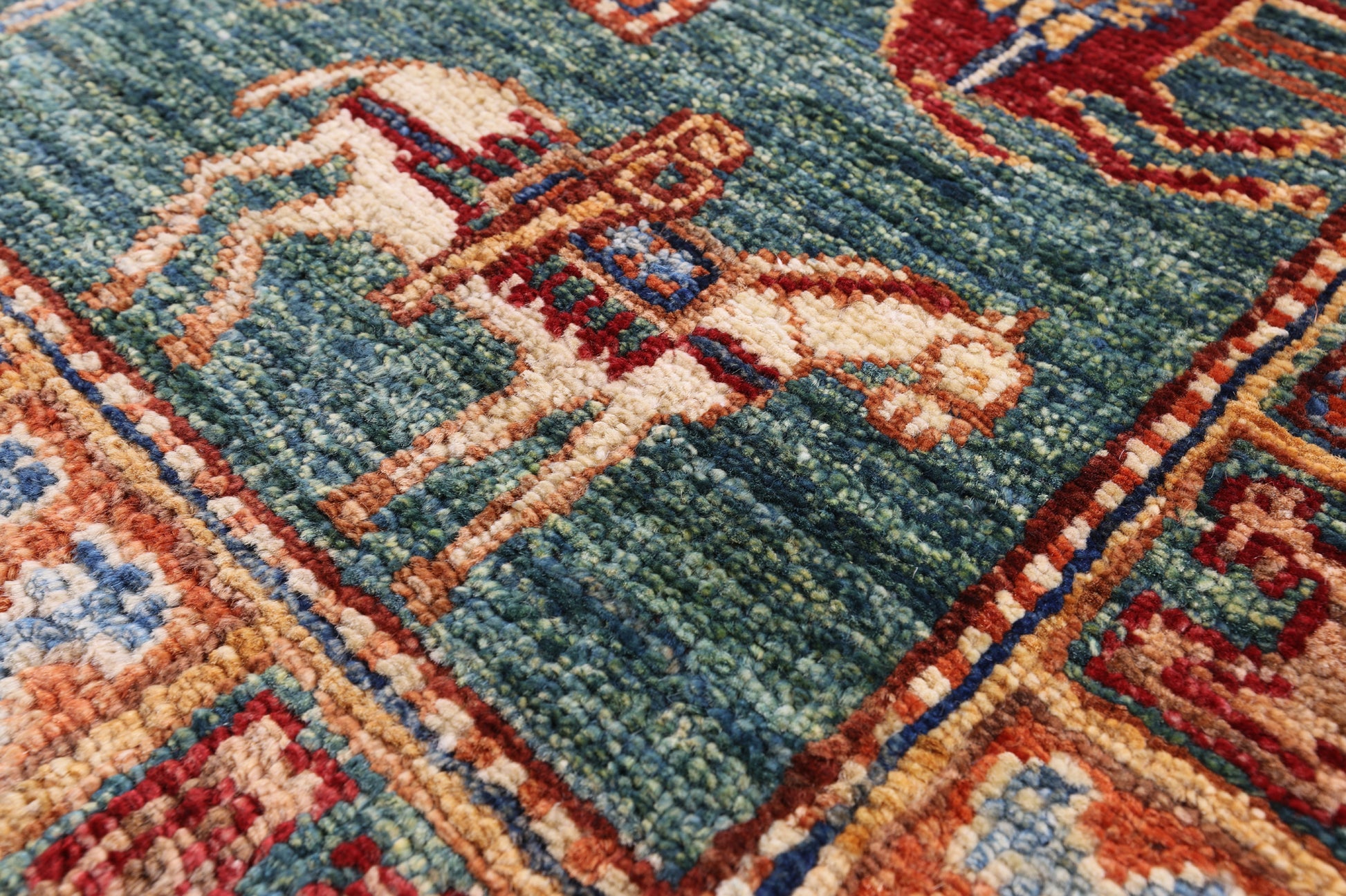 Antiqued Pazyryk Historical Design Hand Knotted Wool Rug - 3' 3" X 5' 0" - Golden Nile