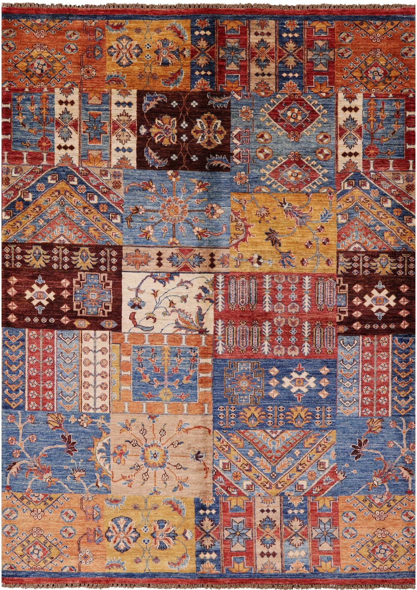 Super Kazak Hand Knotted Wool Rug - 5' 10" X 7' 9" - Golden Nile