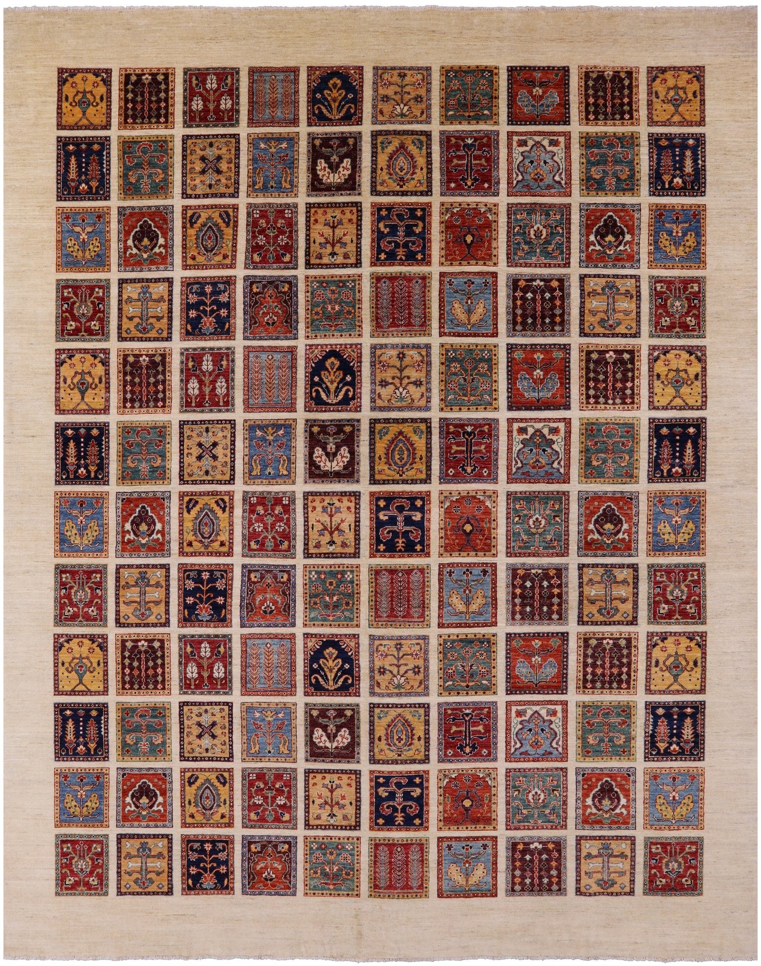 Ivory Garden Design Persian Hand Knotted Wool Rug - 10' 0" X 12' 6" - Golden Nile