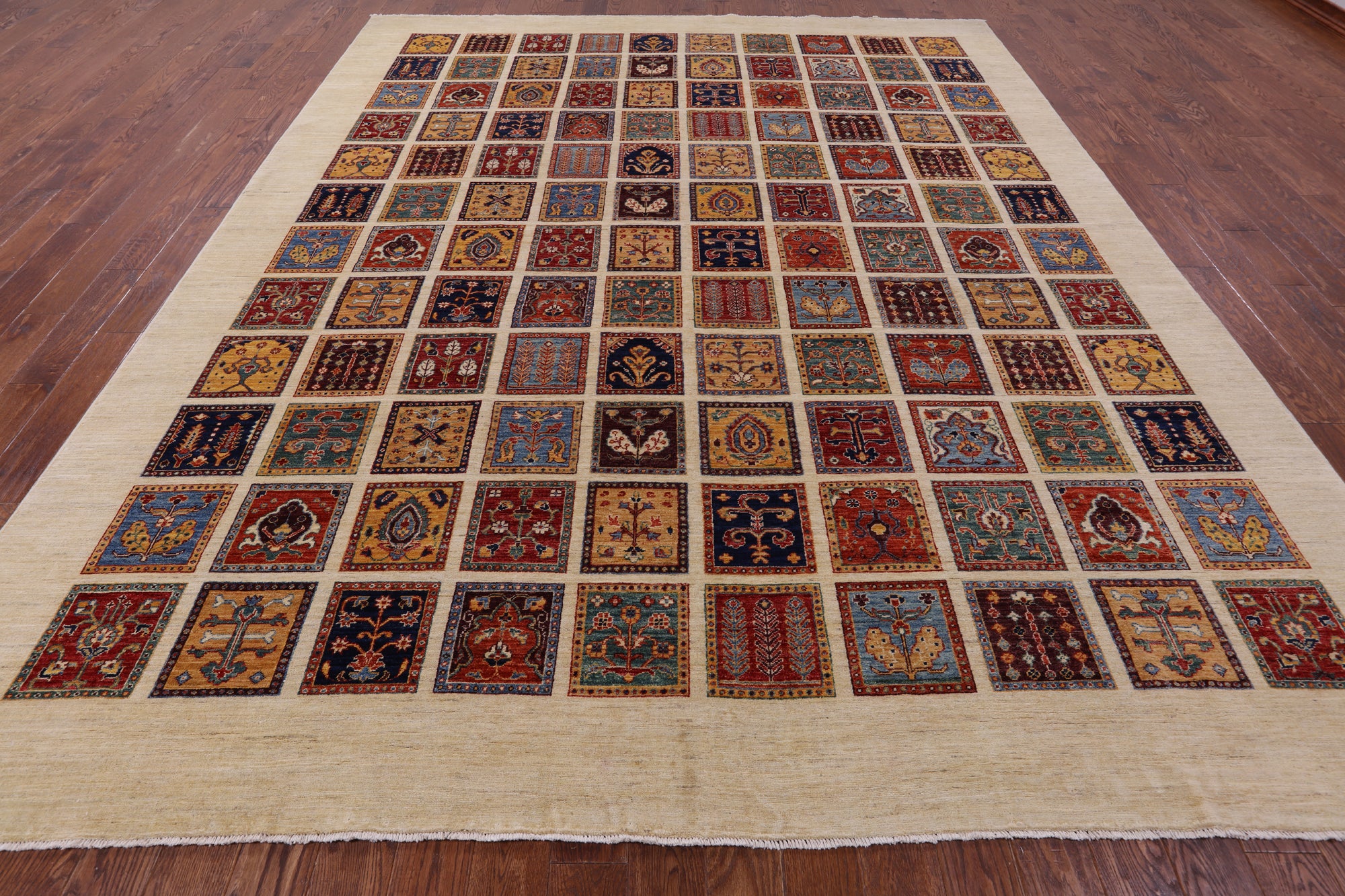 Ivory Garden Design Persian Hand Knotted Wool Rug - 10' 0" X 12' 6" - Golden Nile