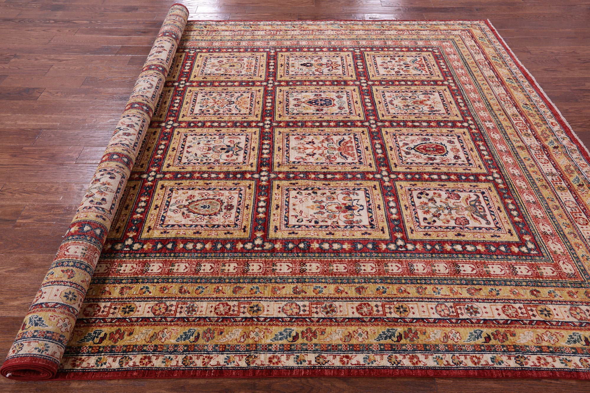 Garden Design Persian Hand Knotted Wool Rug - 8' 2" X 11' 4" - Golden Nile