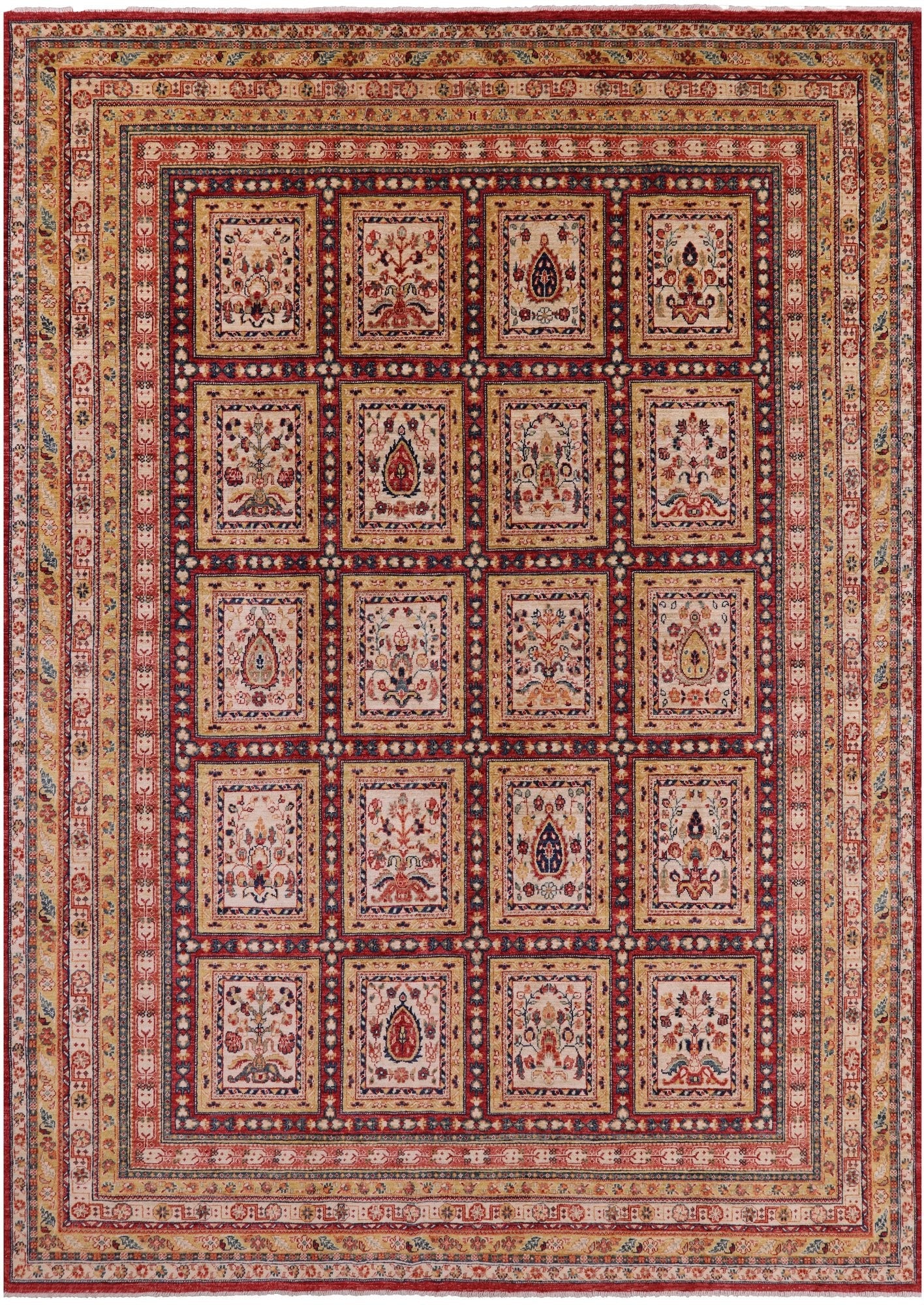 Garden Design Persian Hand Knotted Wool Rug - 8' 2" X 11' 4" - Golden Nile
