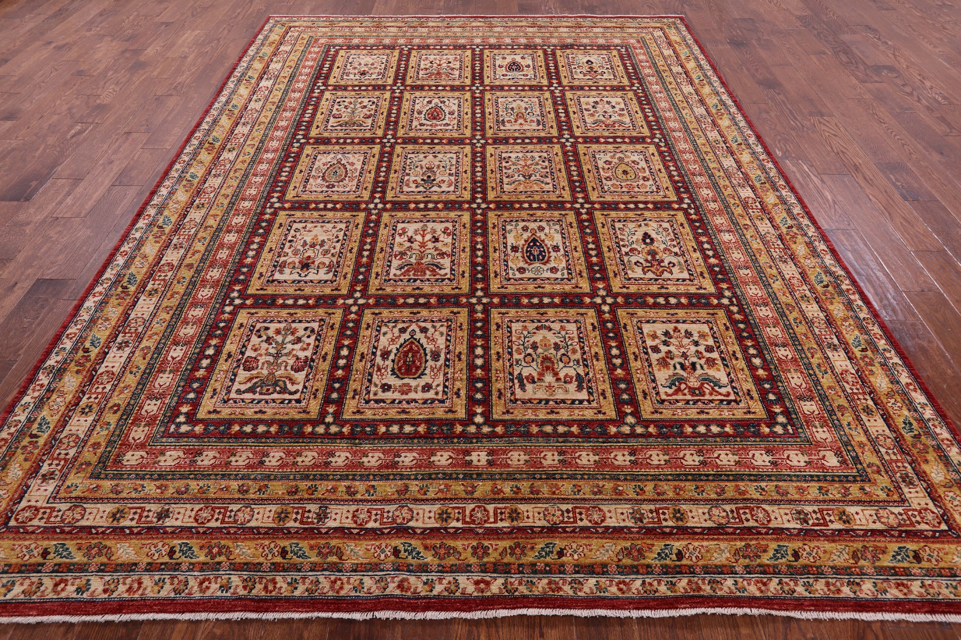 Garden Design Persian Hand Knotted Wool Rug - 8' 2" X 11' 4" - Golden Nile