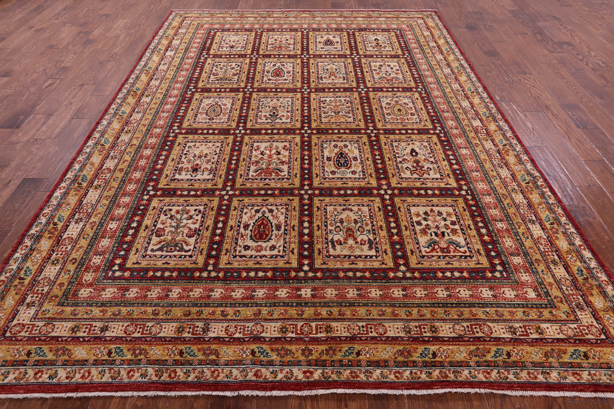 Garden Design Persian Hand Knotted Wool Rug - 8' 2" X 11' 4" - Golden Nile