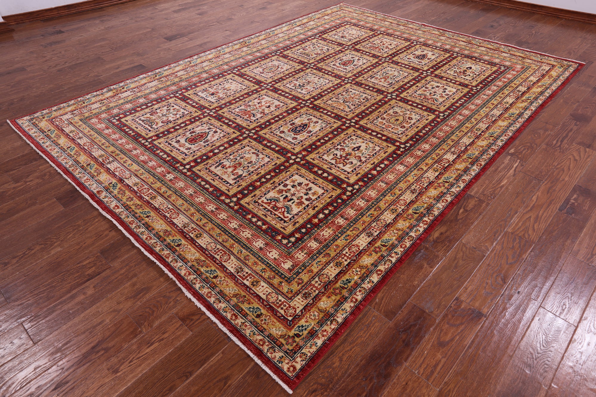 Garden Design Persian Hand Knotted Wool Rug - 8' 2" X 11' 4" - Golden Nile