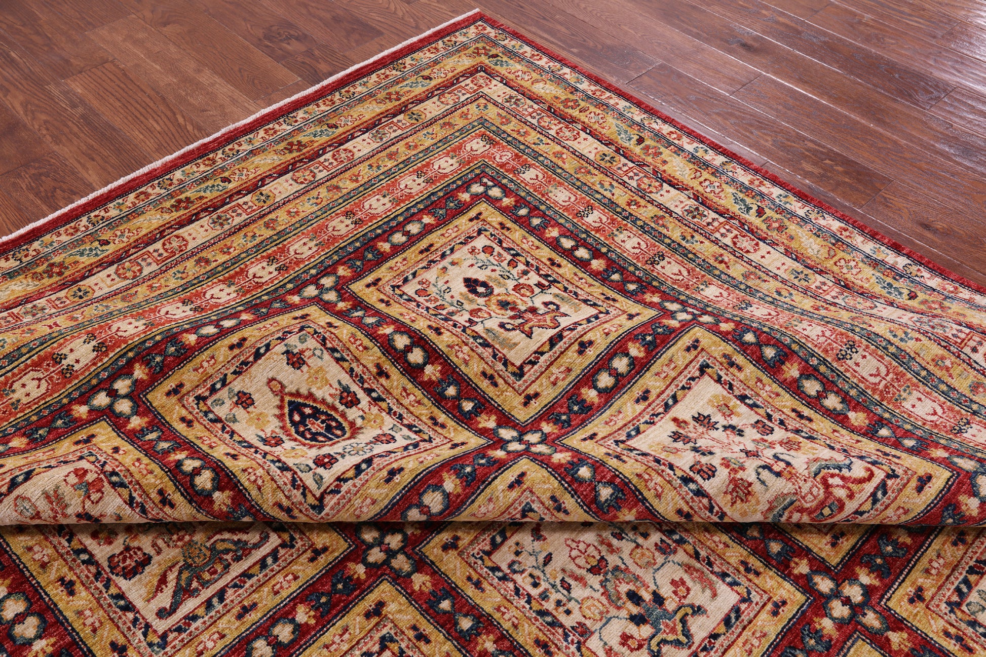 Garden Design Persian Hand Knotted Wool Rug - 8' 2" X 11' 4" - Golden Nile