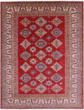 Red Super Kazak Handmade Wool Rug - 8' 1" X 9' 10" - Golden Nile