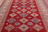 Red Super Kazak Handmade Wool Rug - 8' 1" X 9' 10" - Golden Nile