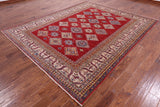 Red Super Kazak Handmade Wool Rug - 8' 1" X 9' 10" - Golden Nile