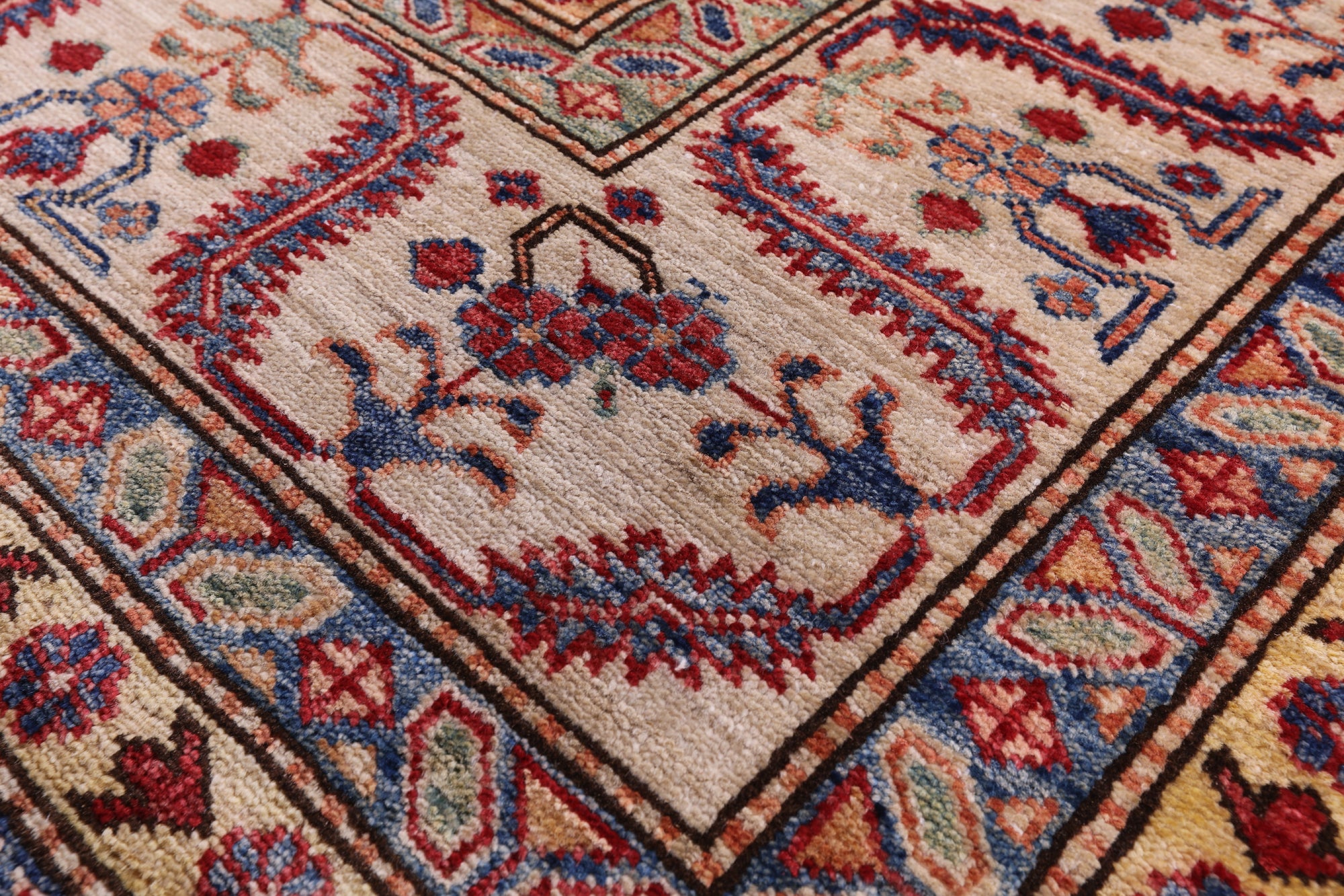 Red Super Kazak Handmade Wool Rug - 8' 1" X 9' 10" - Golden Nile