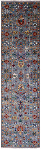 Peshawar Hand Knotted Wool Runner Rug - 2' 8" X 9' 10" - Golden Nile