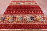 Red Khorjin Persian Gabbeh Handmade Wool Rug - 8' 2" X 9' 7" - Golden Nile