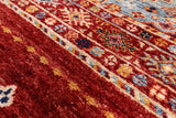 Red Khorjin Persian Gabbeh Handmade Wool Rug - 8' 2" X 9' 7" - Golden Nile