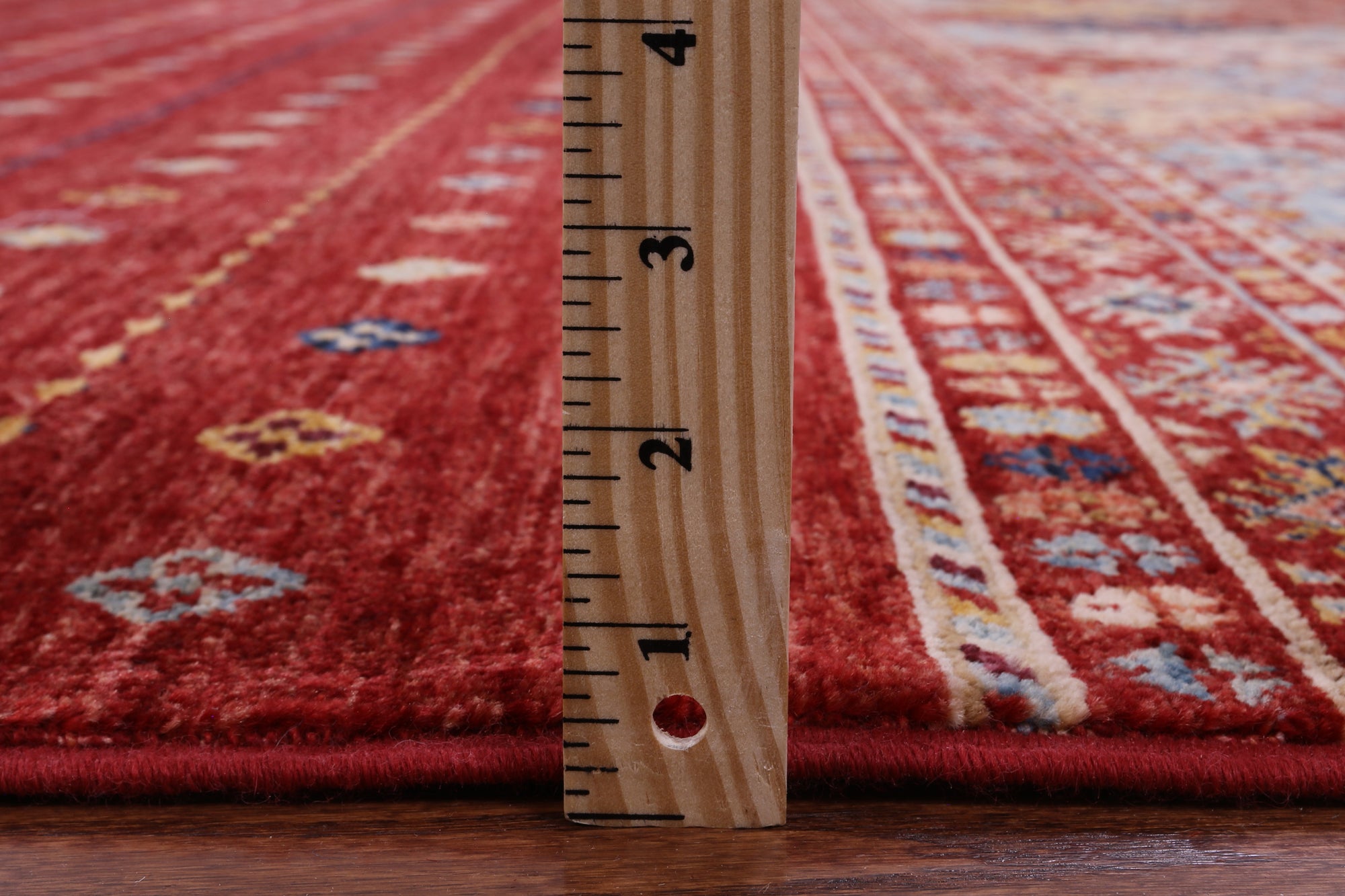 Red Khorjin Persian Gabbeh Handmade Wool Rug - 8' 2" X 9' 7" - Golden Nile