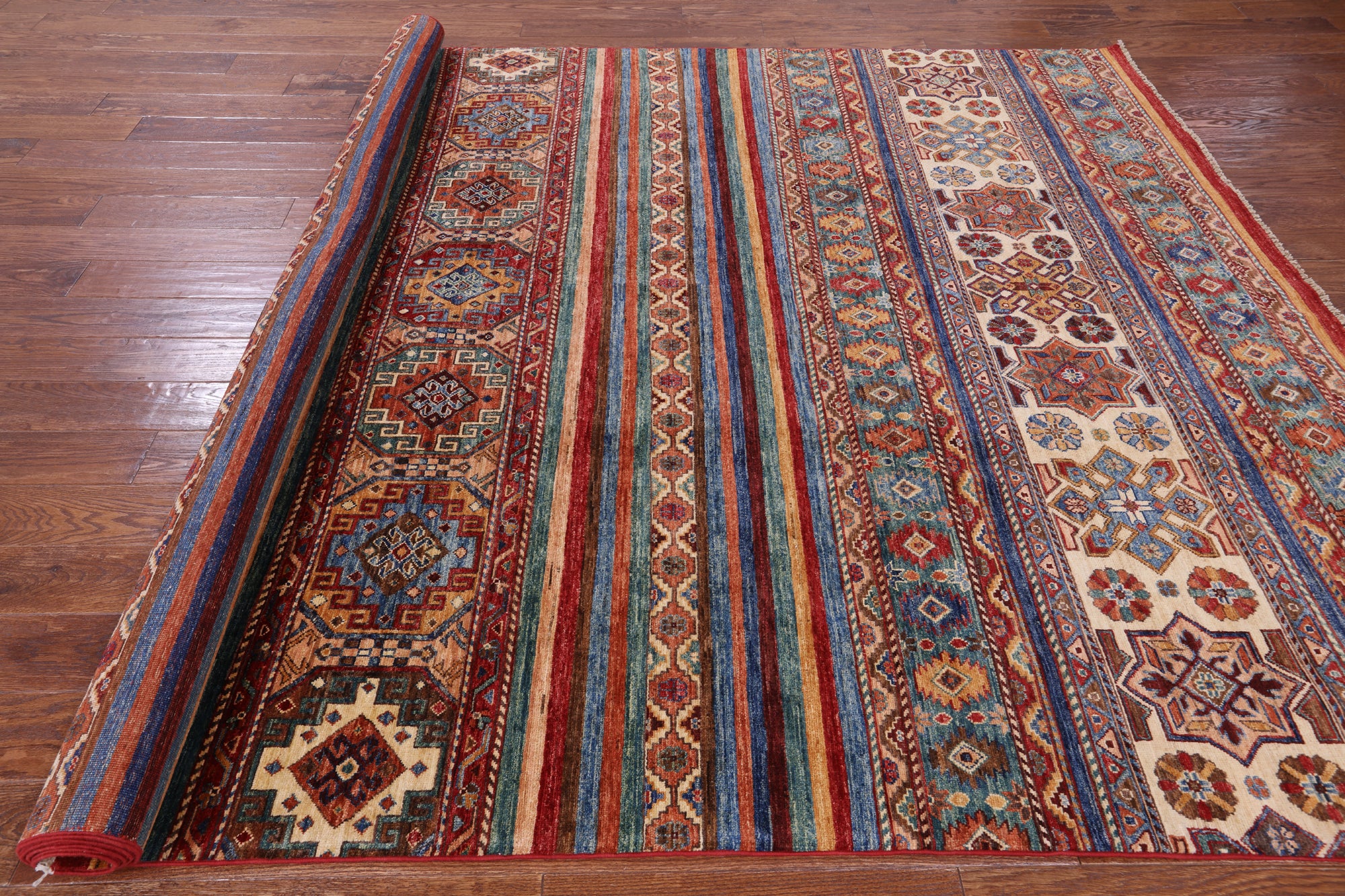 Khorjin Persian Gabbeh Handmade Wool Rug - 7' 7" X 11' 2" - Golden Nile