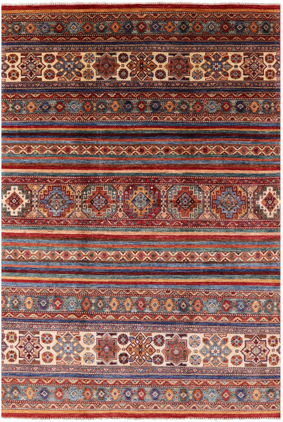 Khorjin Persian Gabbeh Handmade Wool Rug - 7' 7" X 11' 2" - Golden Nile