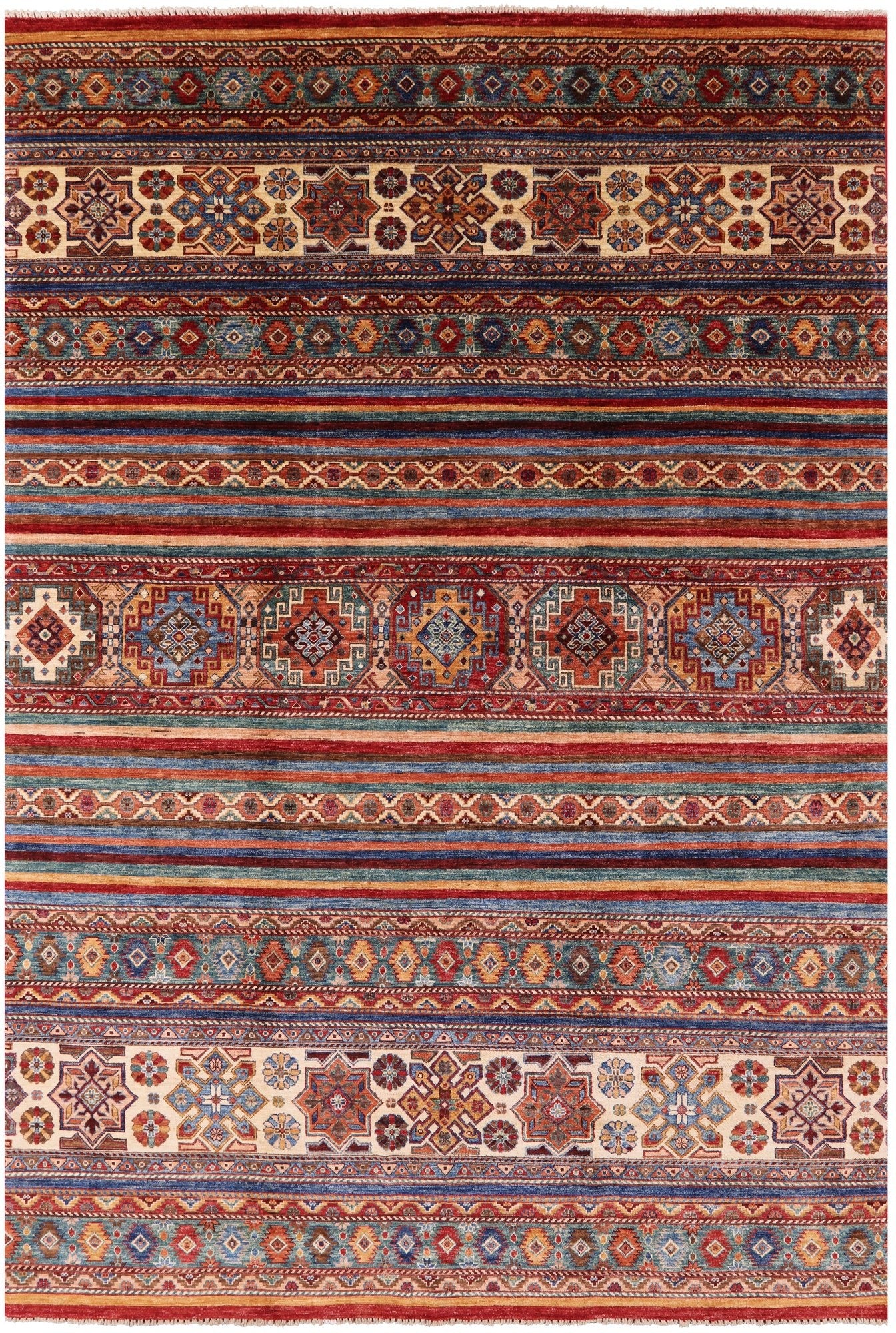 Khorjin Persian Gabbeh Handmade Wool Rug - 7' 7" X 11' 2" - Golden Nile