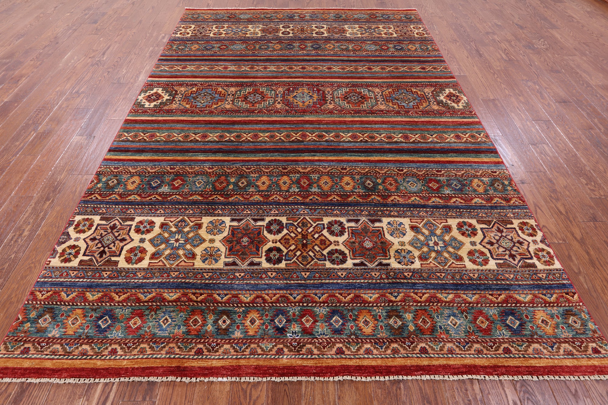Khorjin Persian Gabbeh Handmade Wool Rug - 7' 7" X 11' 2" - Golden Nile