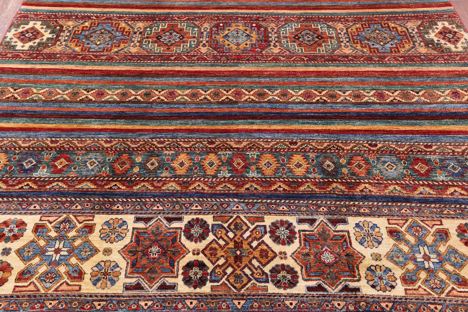Khorjin Persian Gabbeh Handmade Wool Rug - 7' 7" X 11' 2" - Golden Nile