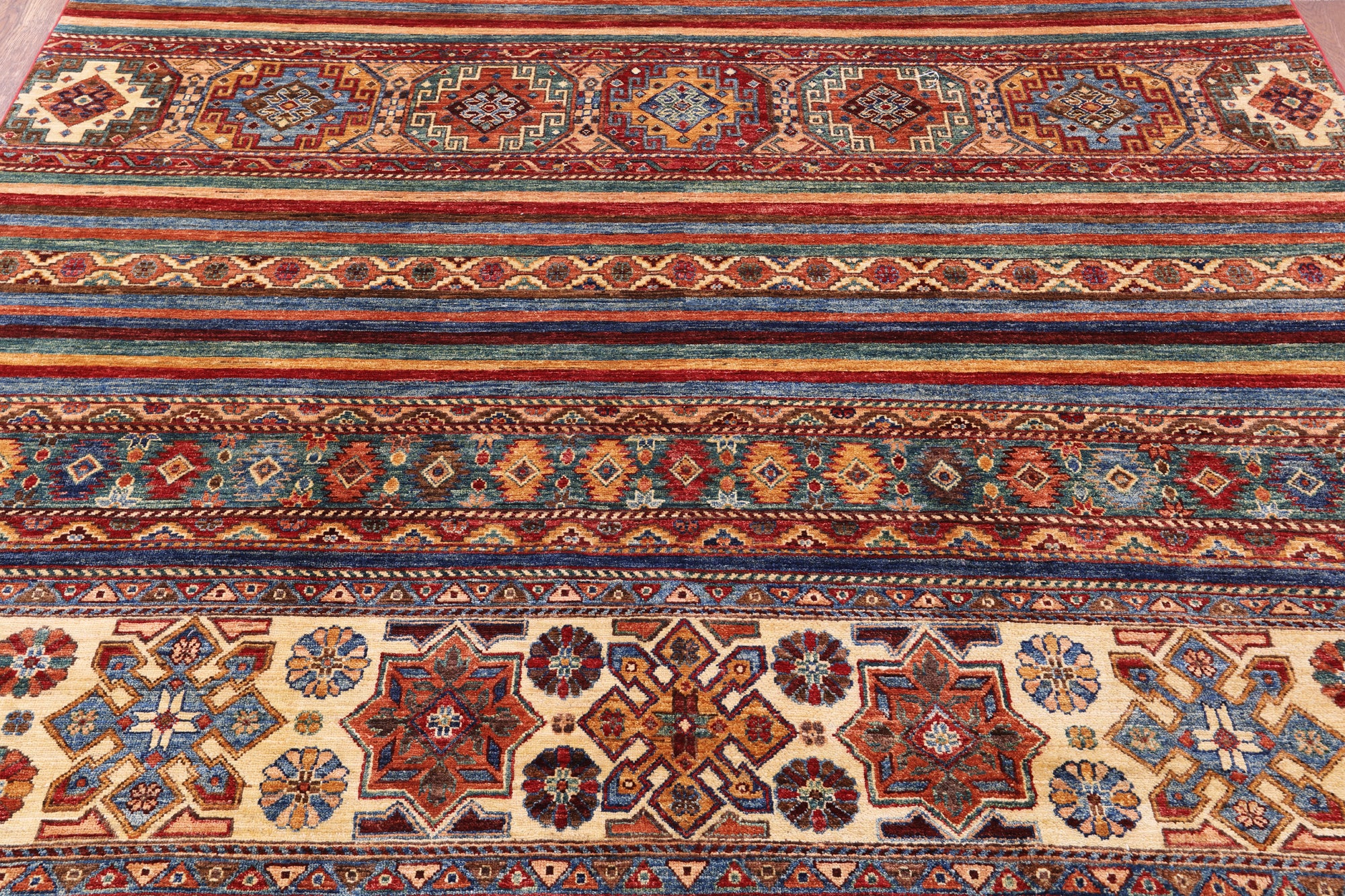 Khorjin Persian Gabbeh Handmade Wool Rug - 7' 7" X 11' 2" - Golden Nile