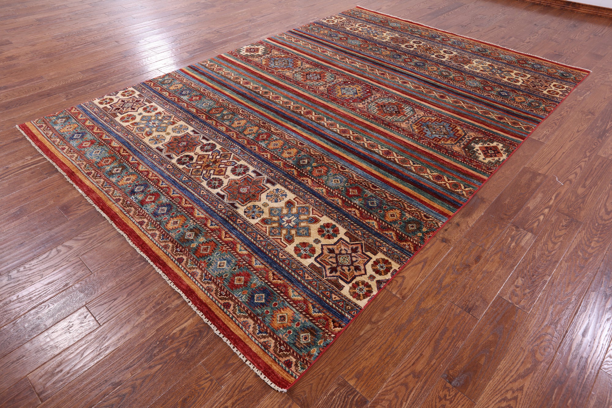 Khorjin Persian Gabbeh Handmade Wool Rug - 7' 7" X 11' 2" - Golden Nile