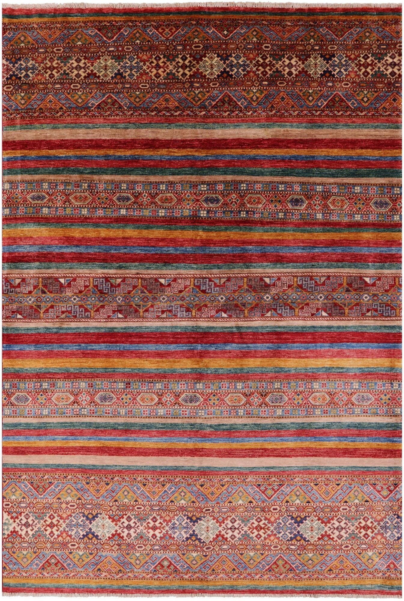 Khorjin Persian Gabbeh Handmade Wool Rug - 5' 8" X 8' 3" - Golden Nile