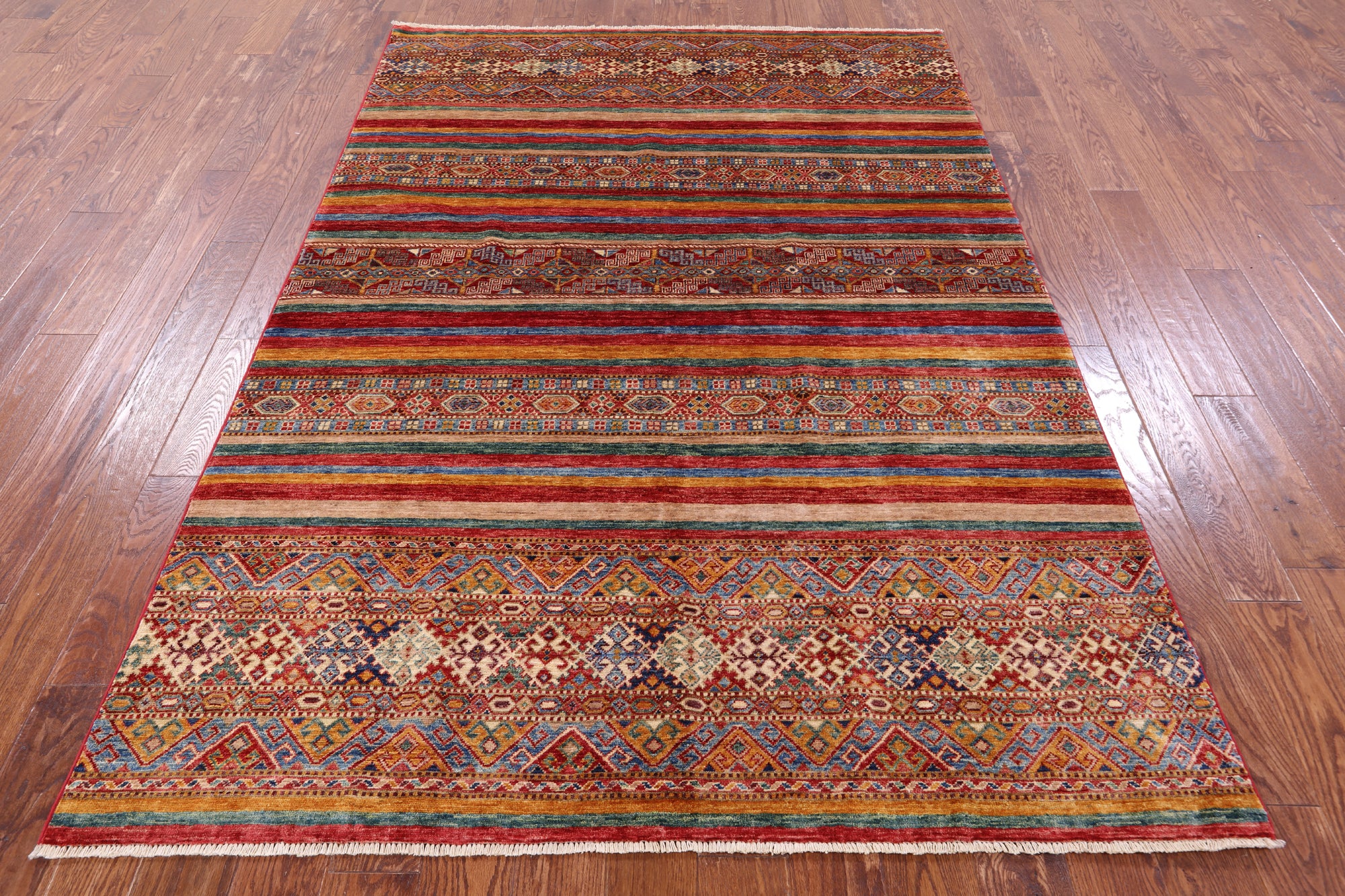 Khorjin Persian Gabbeh Handmade Wool Rug - 5' 8" X 8' 3" - Golden Nile