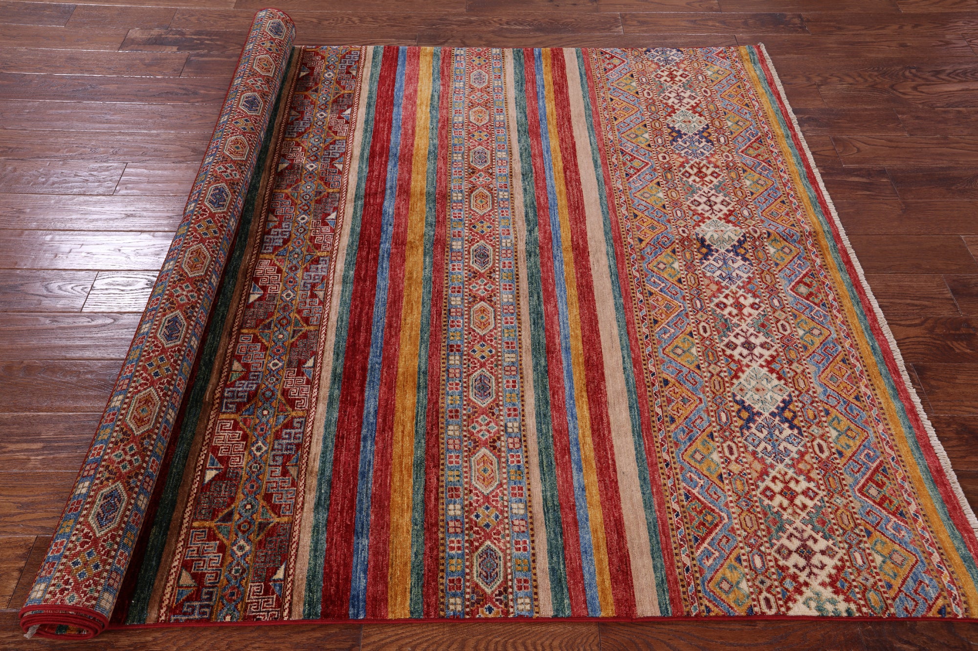 Khorjin Persian Gabbeh Handmade Wool Rug - 5' 8" X 8' 3" - Golden Nile