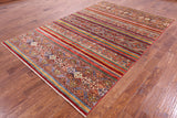 Khorjin Persian Gabbeh Hand Knotted Wool Rug - 6' 7" X 9' 9" - Golden Nile