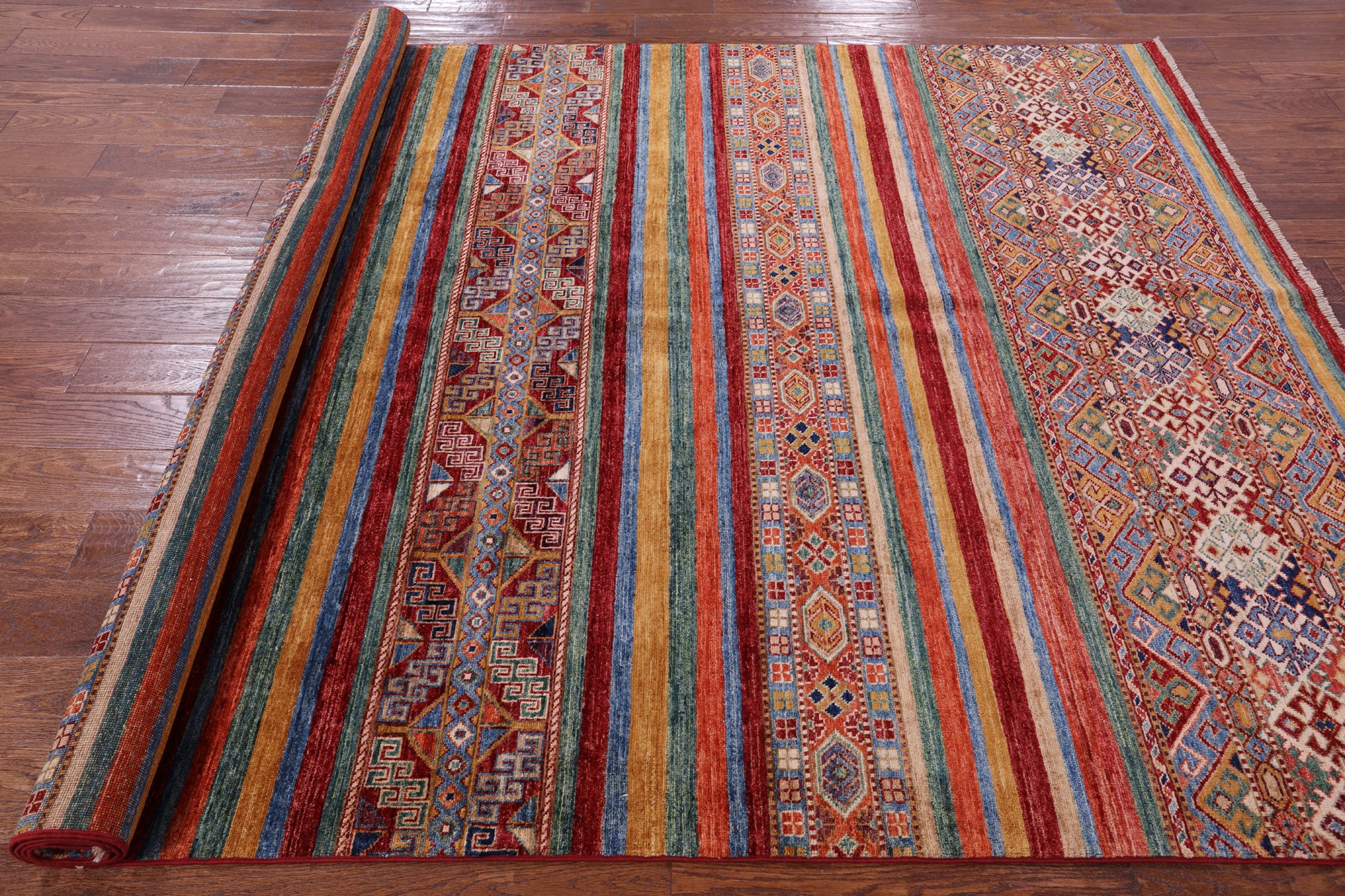 Khorjin Persian Gabbeh Hand Knotted Wool Rug - 6' 7" X 9' 9" - Golden Nile