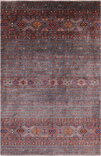 Khorjin Persian Gabbeh Hand Knotted Wool Rug - 6' 0" X 9' 1" - Golden Nile