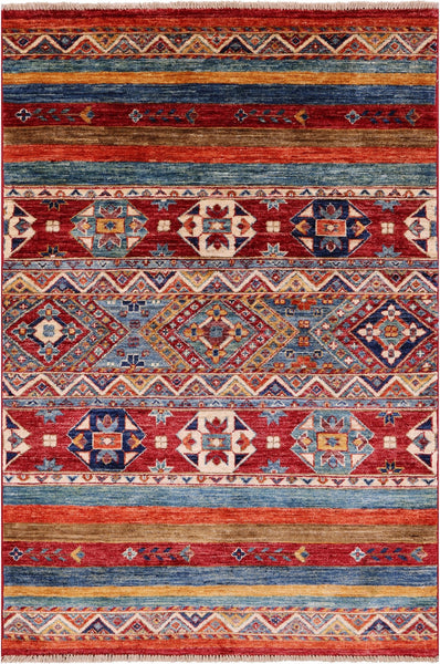 Khorjin Persian Gabbeh Handmade Wool Rug - 3' 2" X 4' 11" - Golden Nile