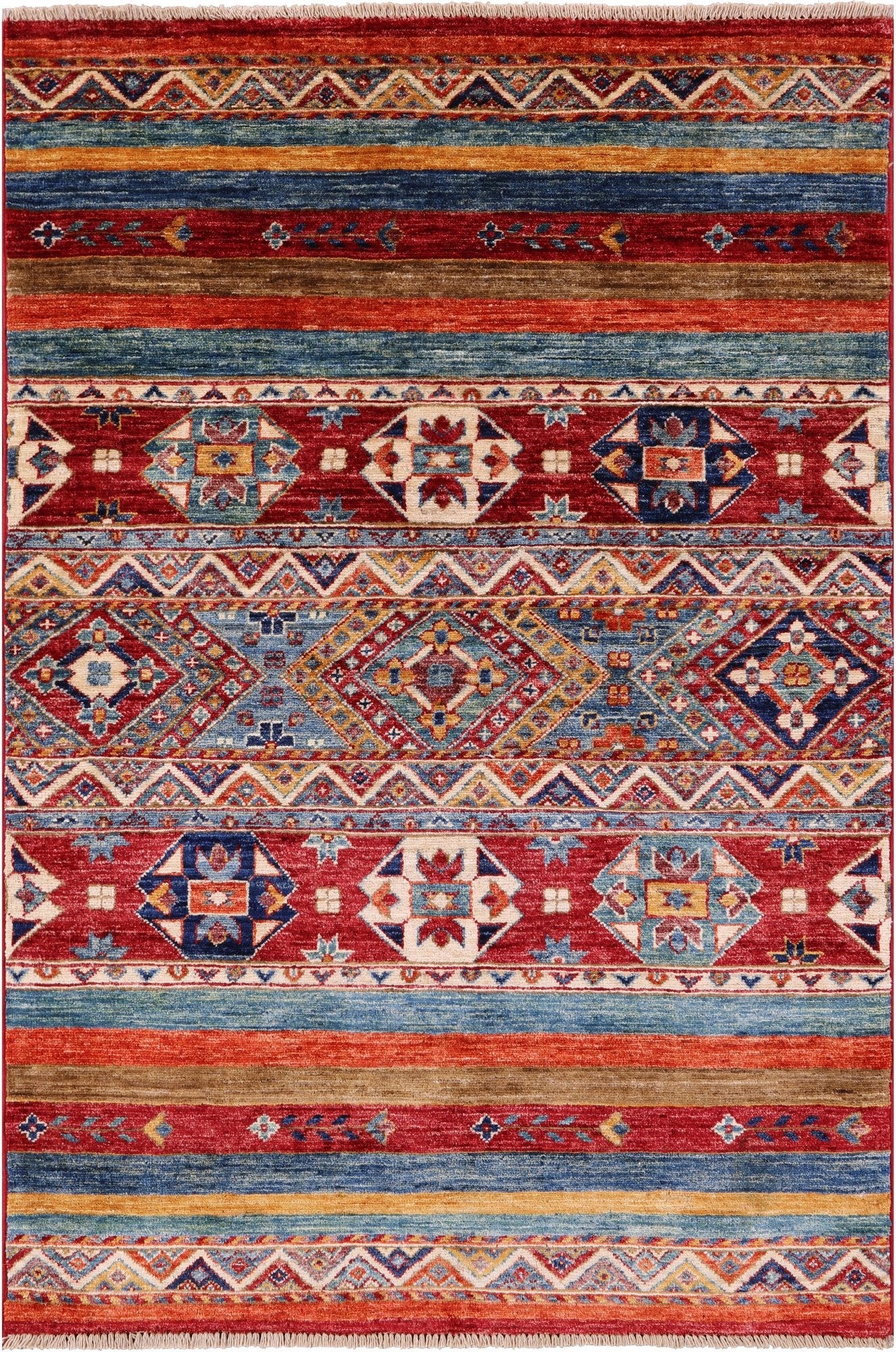 Khorjin Persian Gabbeh Handmade Wool Rug - 3' 2" X 4' 11" - Golden Nile