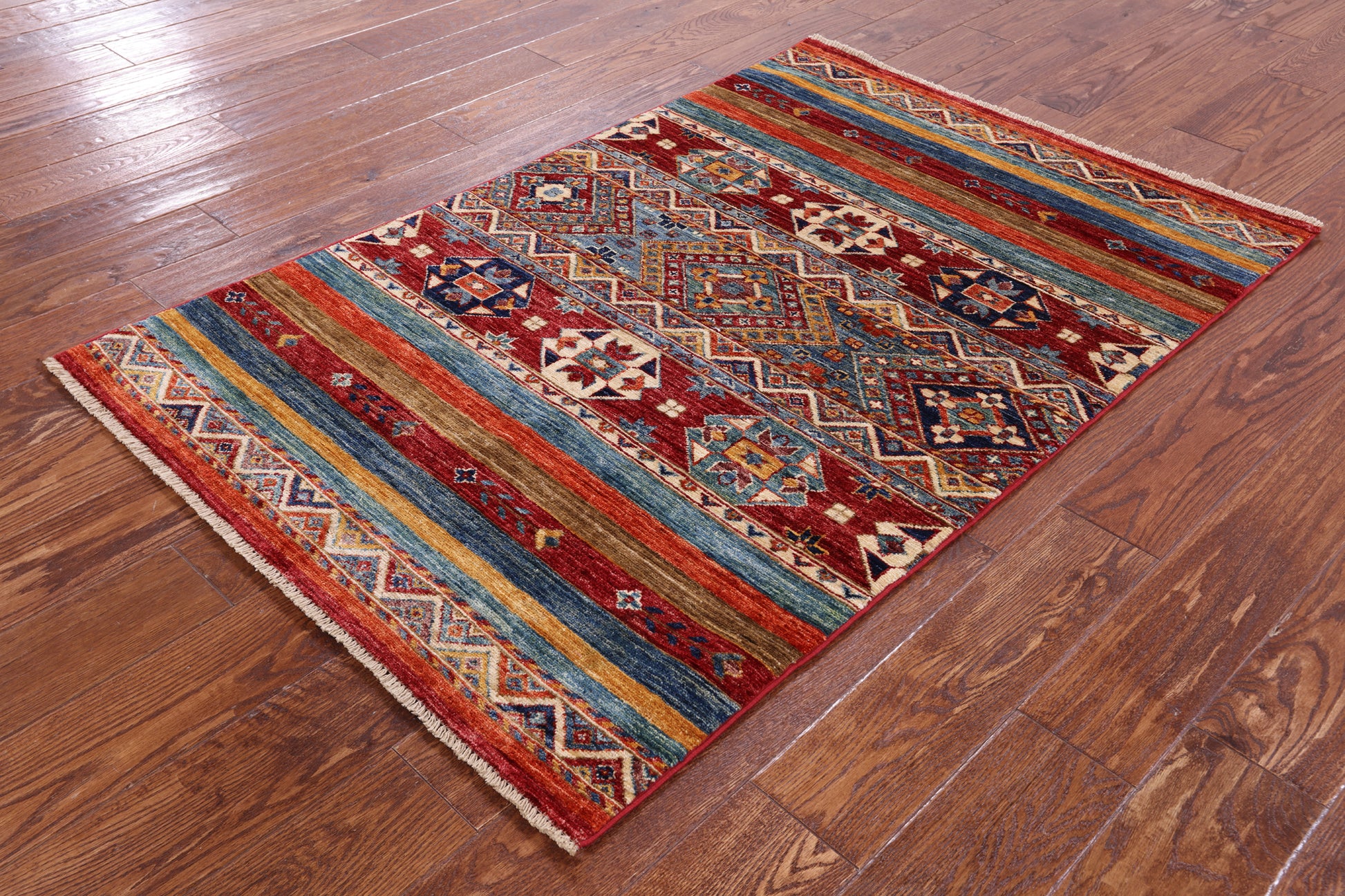 Khorjin Persian Gabbeh Handmade Wool Rug - 3' 2" X 4' 11" - Golden Nile