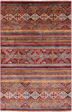 Khorjin Persian Gabbeh Hand Knotted Wool Rug - 3' 3" X 4' 10" - Golden Nile