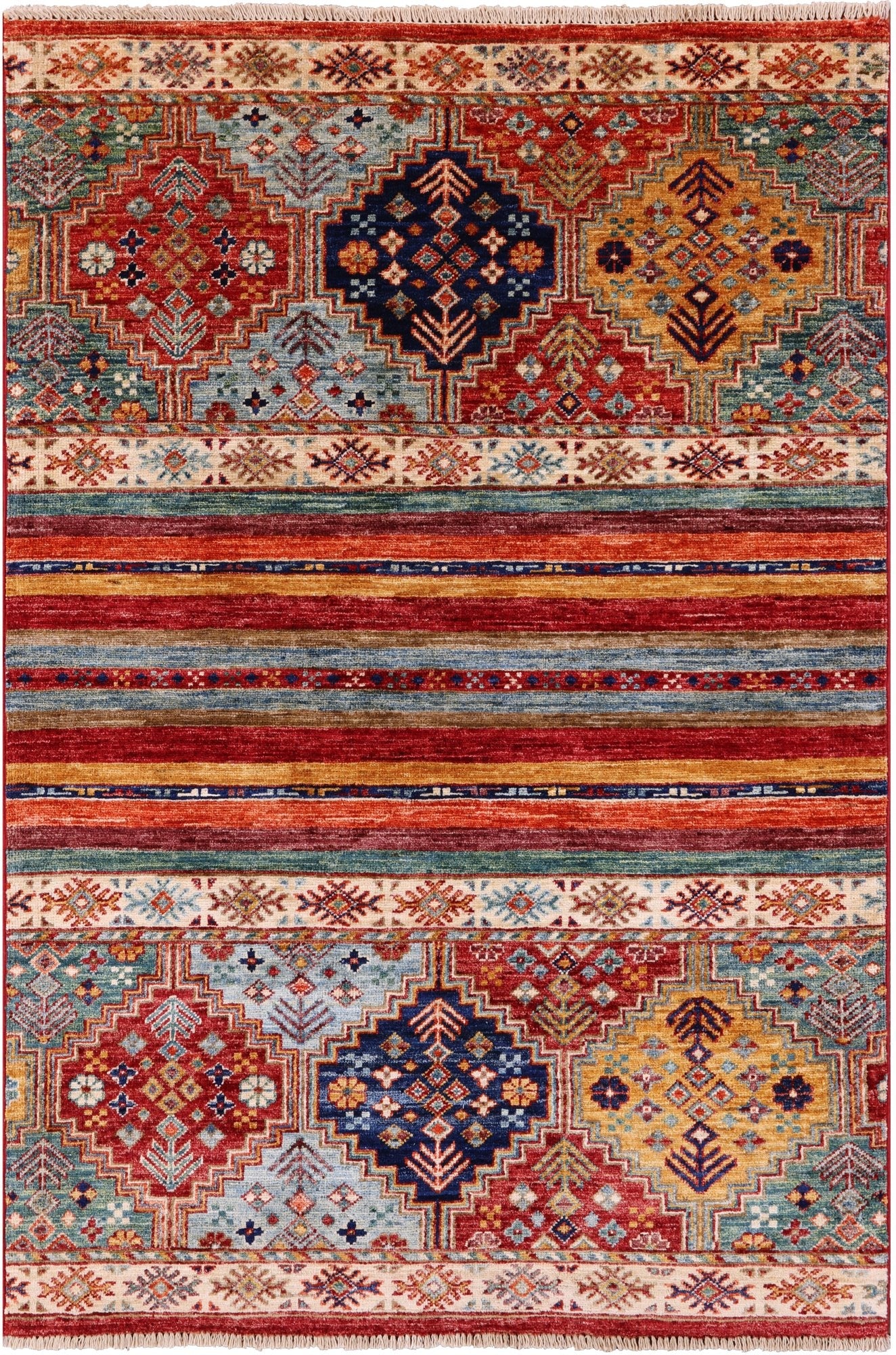 Khorjin Persian Gabbeh Handmade Wool Rug - 3' 3" X 4' 10" - Golden Nile