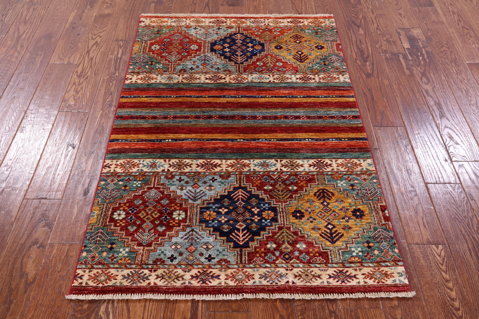 Khorjin Persian Gabbeh Handmade Wool Rug - 3' 3" X 4' 10" - Golden Nile