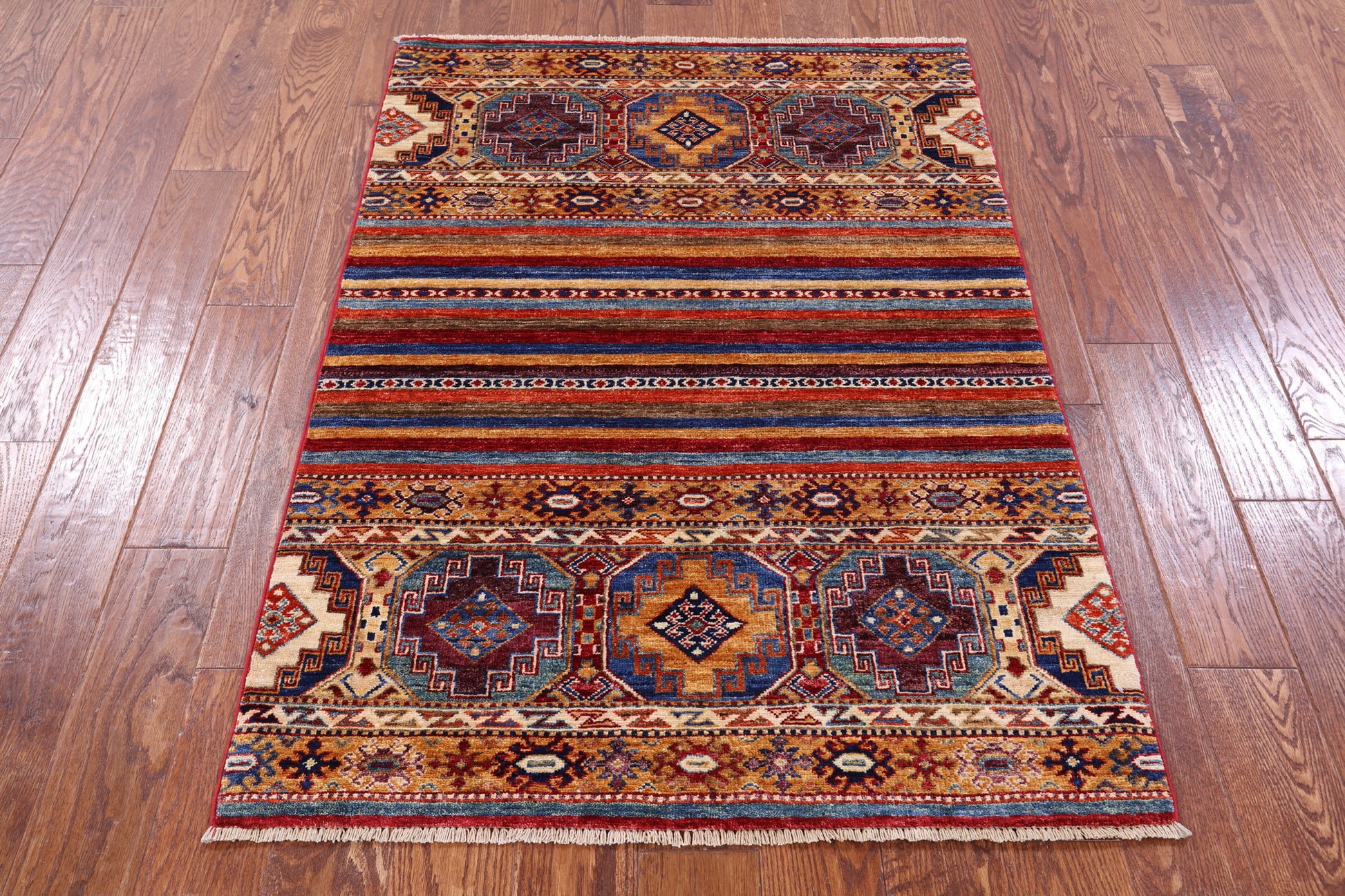Khorjin Persian Gabbeh Handmade Wool Rug - 3' 4" X 4' 11" - Golden Nile