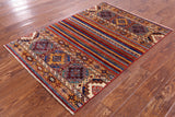 Khorjin Persian Gabbeh Handmade Wool Rug - 3' 4" X 4' 11" - Golden Nile