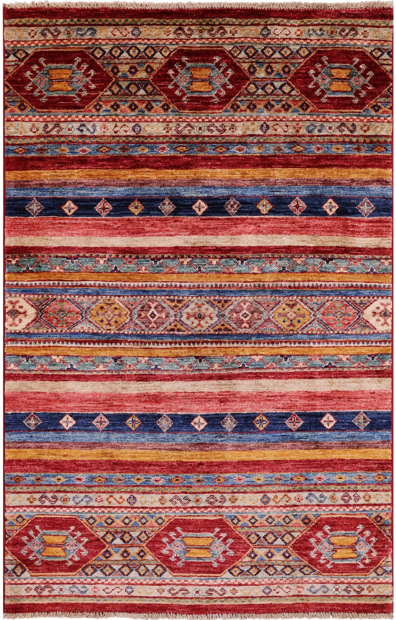 Khorjin Persian Gabbeh Hand Knotted Wool Rug - 3' 3" X 5' 1" - Golden Nile