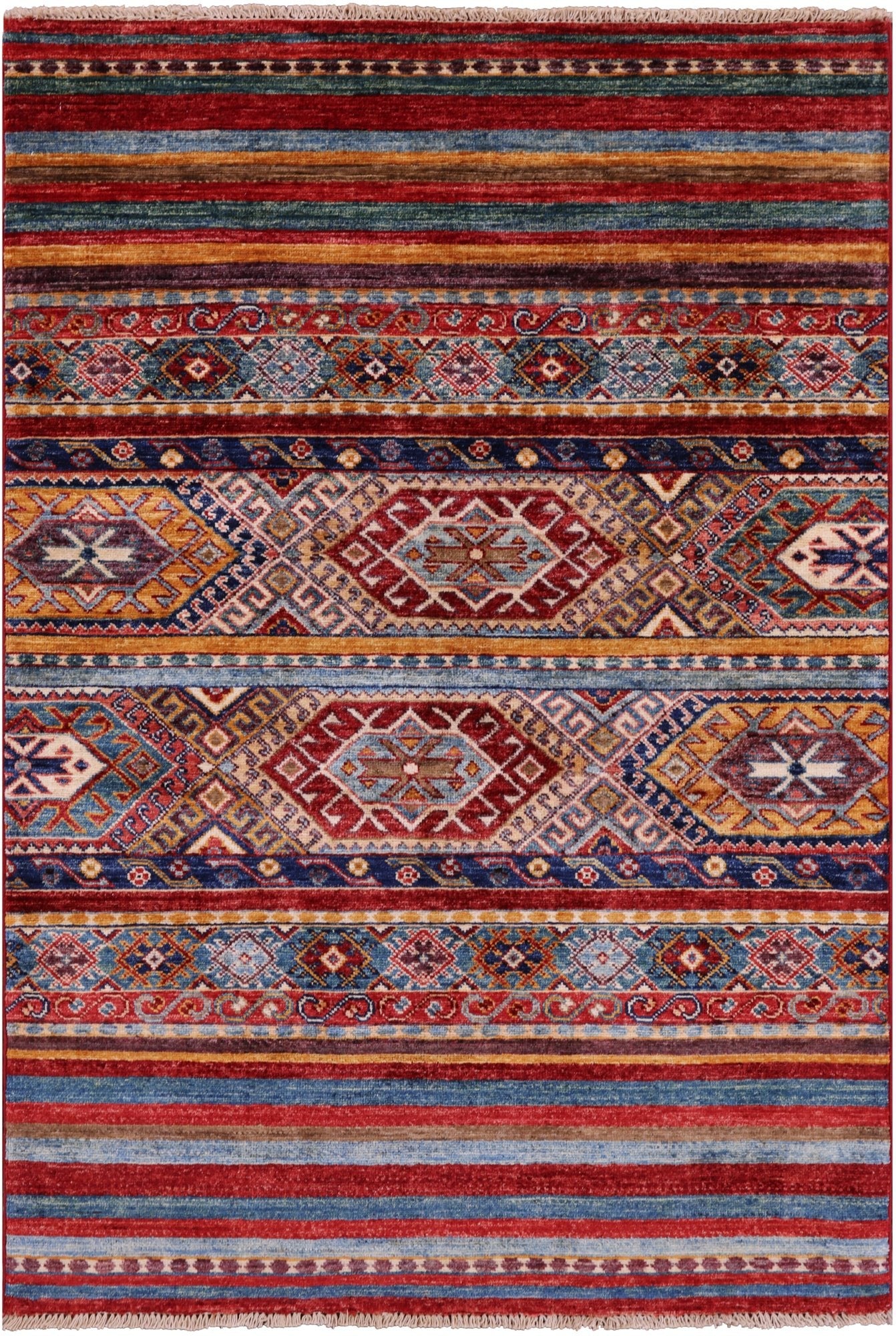 Khorjin Persian Gabbeh Hand Knotted Wool Rug - 3' 4" X 4' 11" - Golden Nile