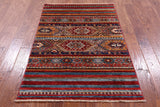 Khorjin Persian Gabbeh Hand Knotted Wool Rug - 3' 4" X 4' 11" - Golden Nile