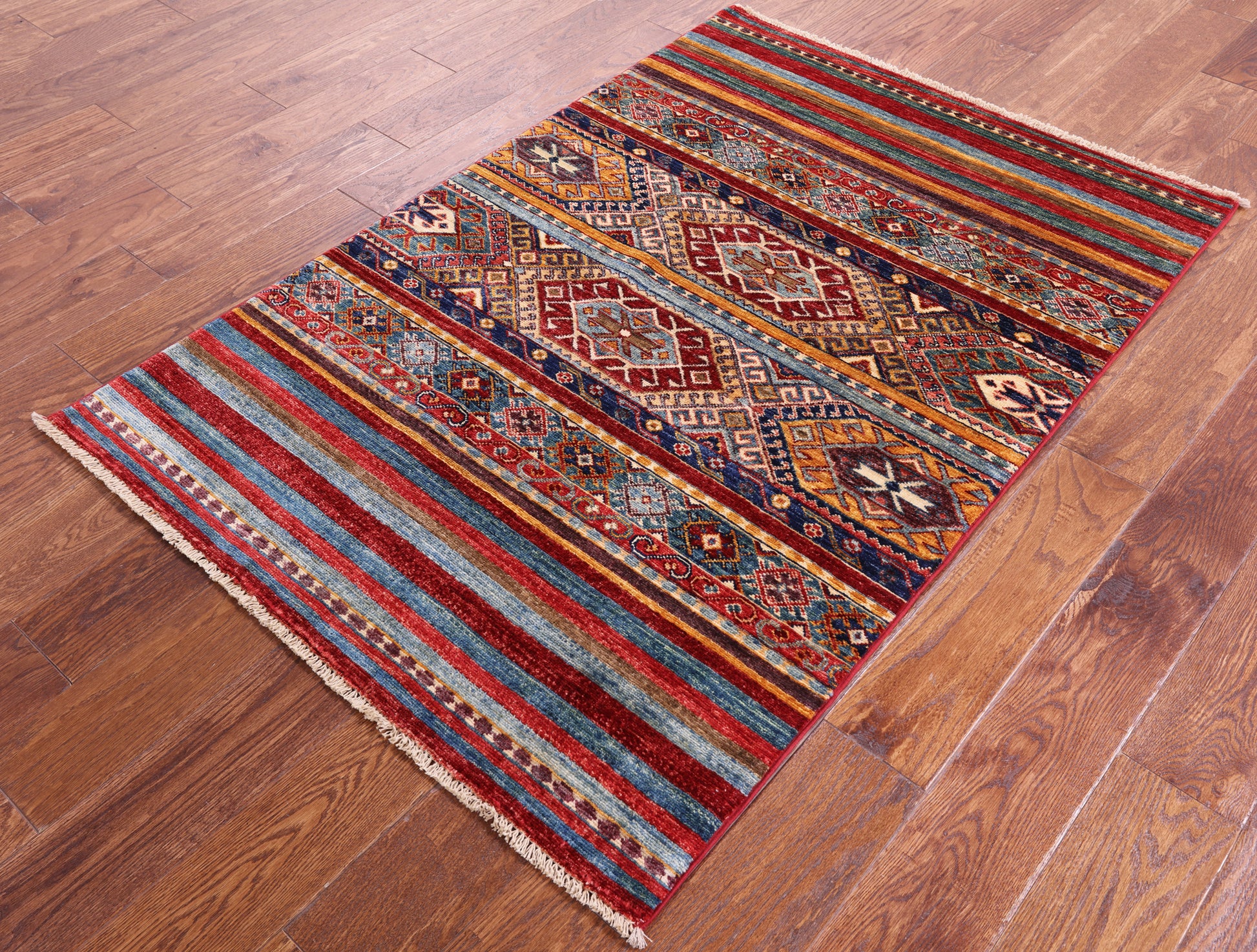 Khorjin Persian Gabbeh Hand Knotted Wool Rug - 3' 4" X 4' 11" - Golden Nile